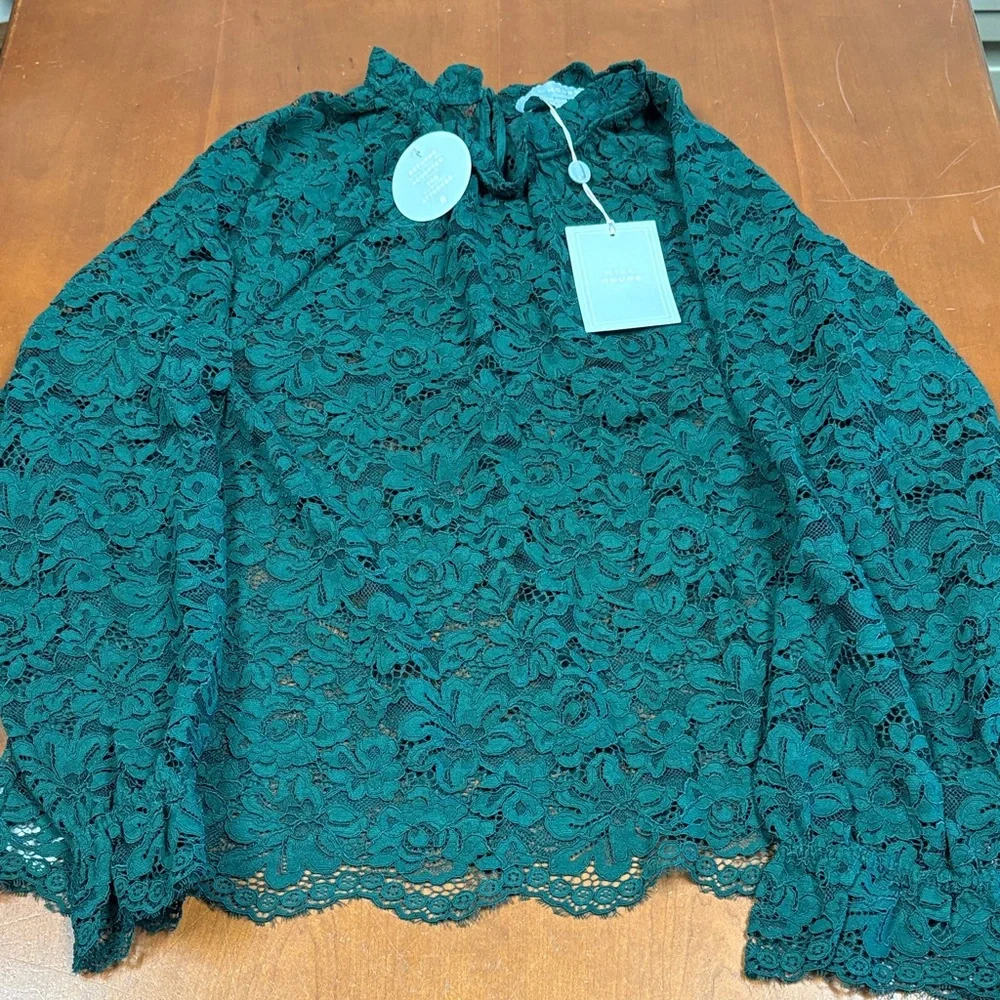 Hill House Emerald Lace Blouse - Picture 1 of 8